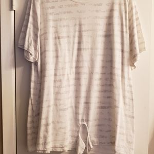 Lane Bryant White/Gray front tie shirt